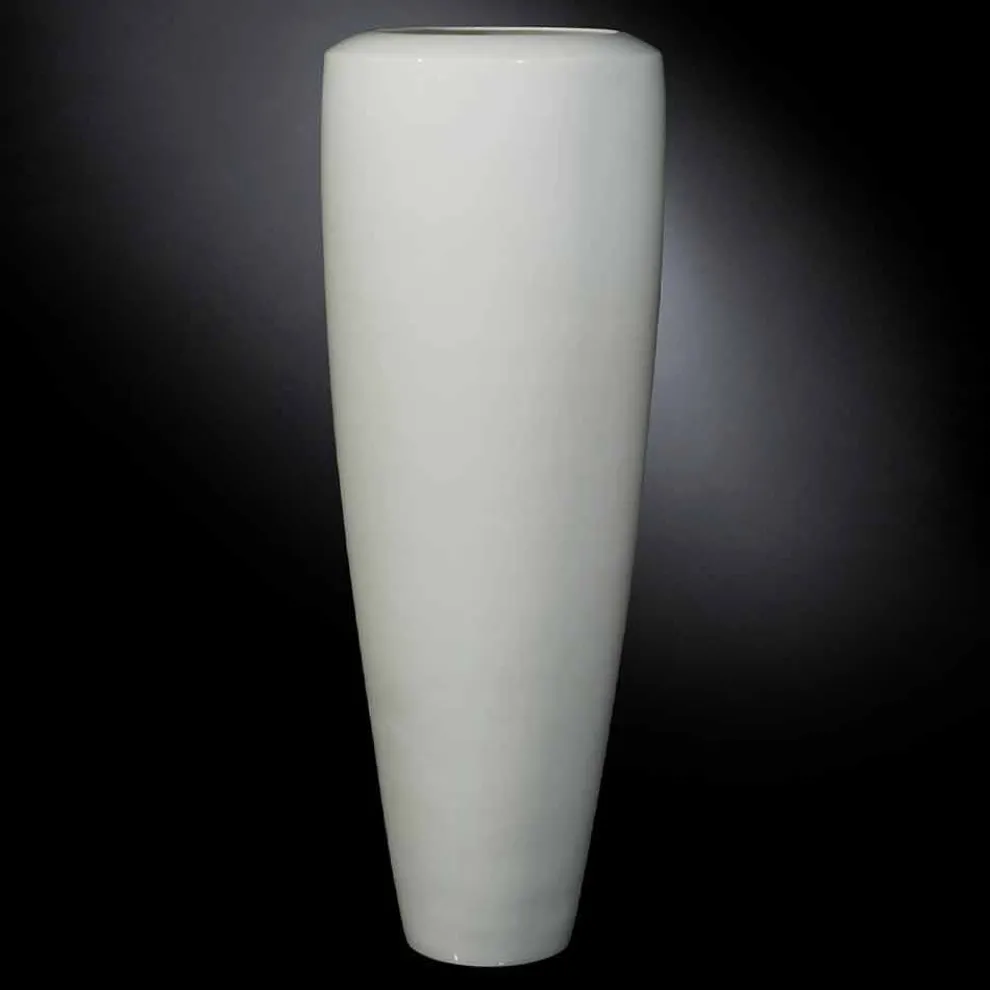 Hohe Artisan Vase aus mattweißer Keramik Made in Italy - Capuano
