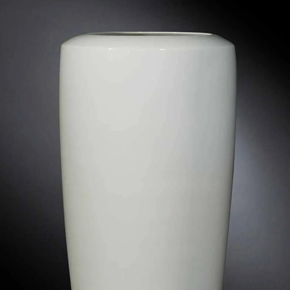 Hohe Artisan Vase aus mattweißer Keramik Made in Italy - Capuano