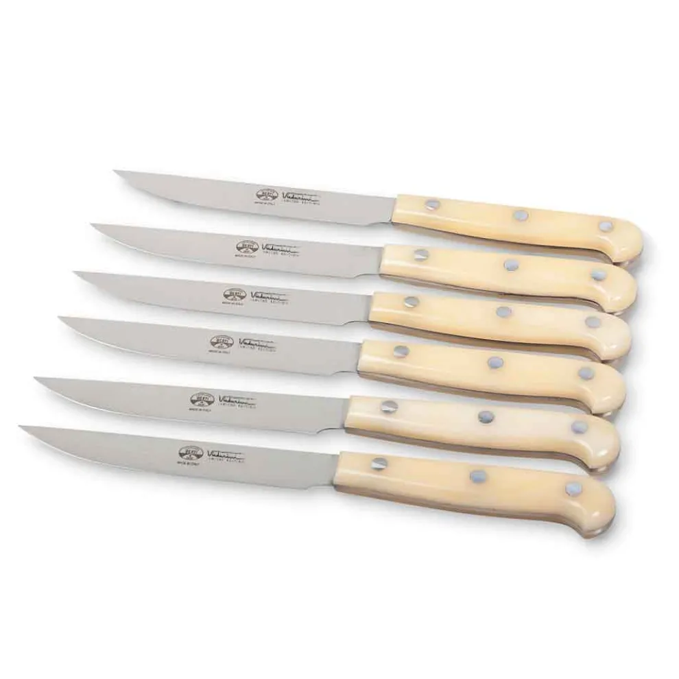 6 Edelstahl Tischmesser, Berti exklusiv für Viadurini - Annico