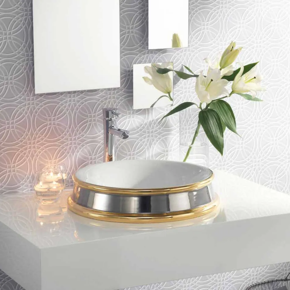 Halbeinbauwaschbecken Design aus Fire Clay made in Italy, Manilo