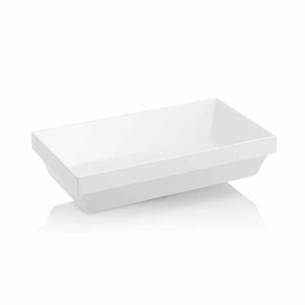 Halbeinbauwaschbecken aus weißem Harz mit Abflussabdeckung in modernem Design - Gelataro