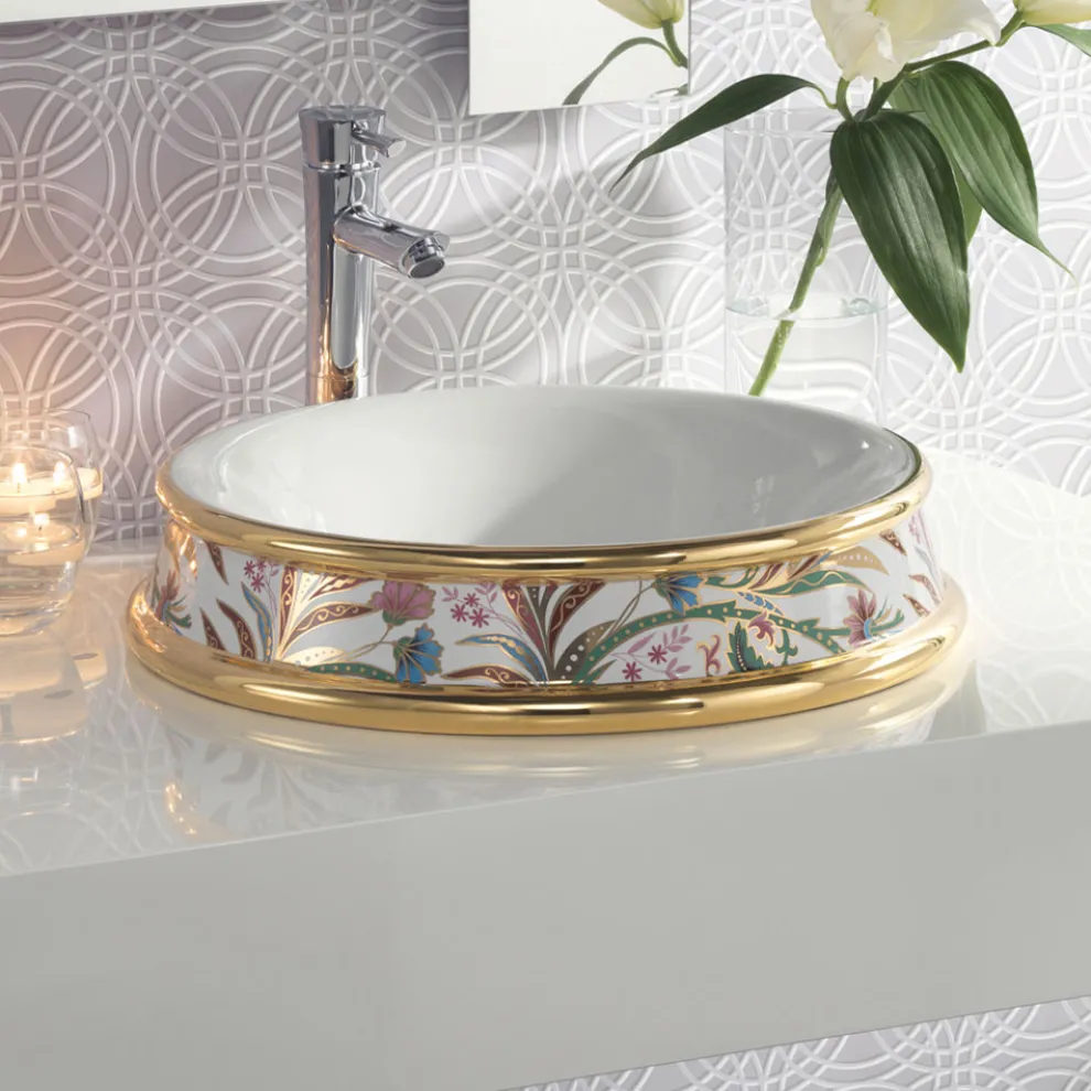 Halbeinbauwaschbecken in verschiedenen Ausführungen aus Schamott, hergestellt in Italien – Erasmo