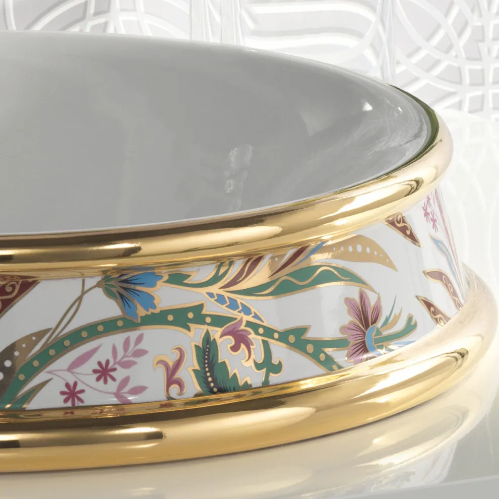 Halbeinbauwaschbecken in verschiedenen Ausführungen aus Schamott, hergestellt in Italien – Erasmo