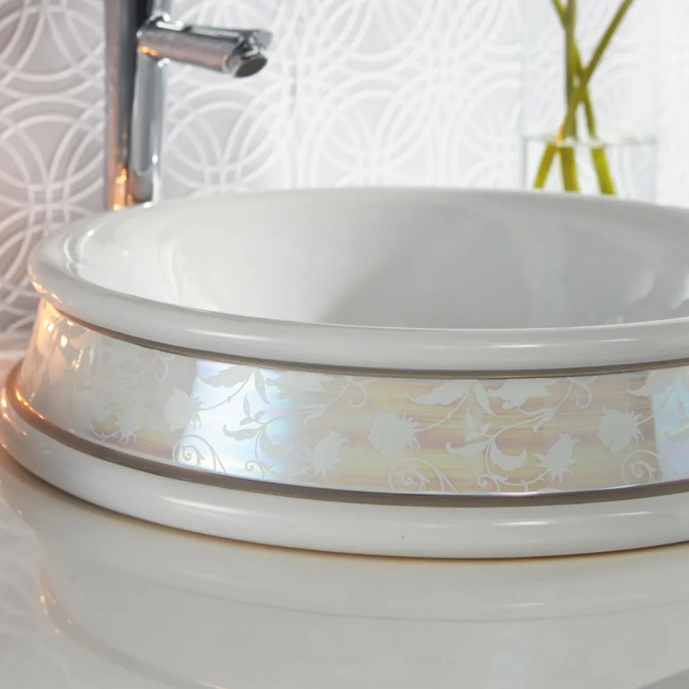 Halbeingelassenes Badezimmerwaschbecken aus Schamott, hergestellt in Italien – Erasmo