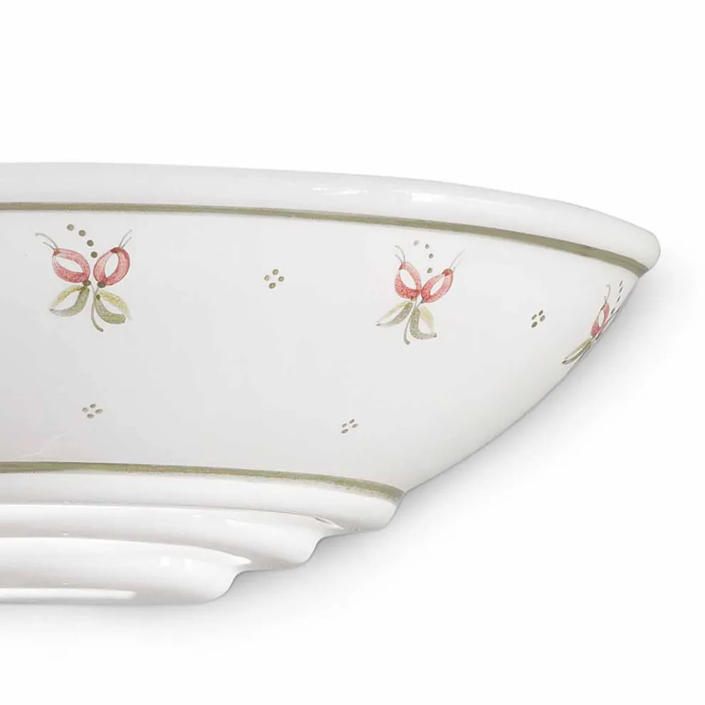 Halbmond-Wandleuchte aus Keramik, handbemalt, floral - Triest