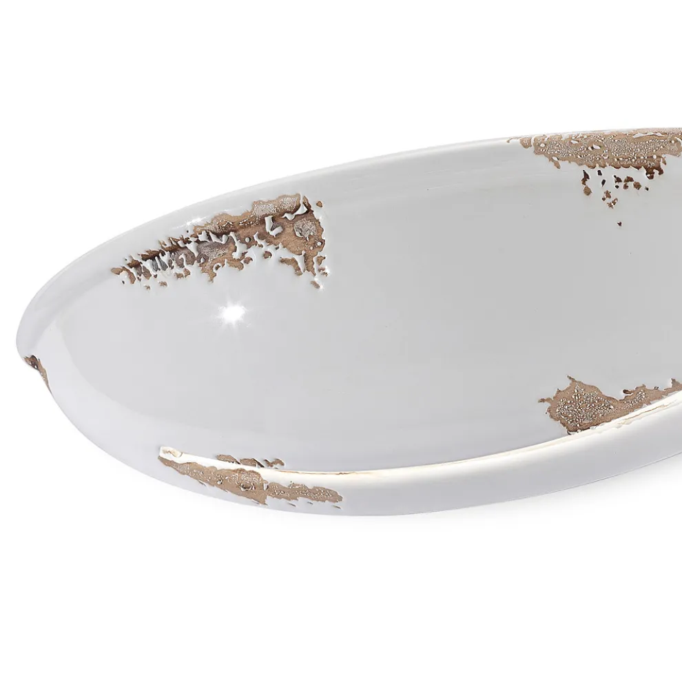 Halbmond-Wandleuchte mit 2 Lichtern aus handbemalter Keramik - Triest