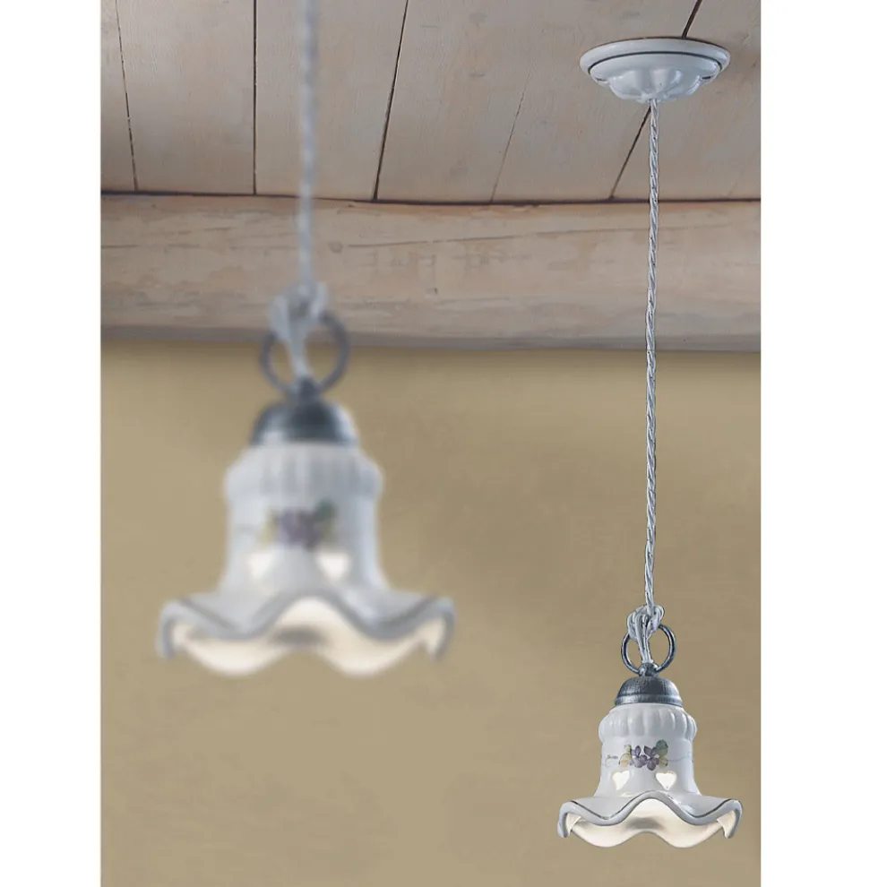 Handbemalte handbemalte Pendelleuchte aus Eisen und Keramik - Chieti