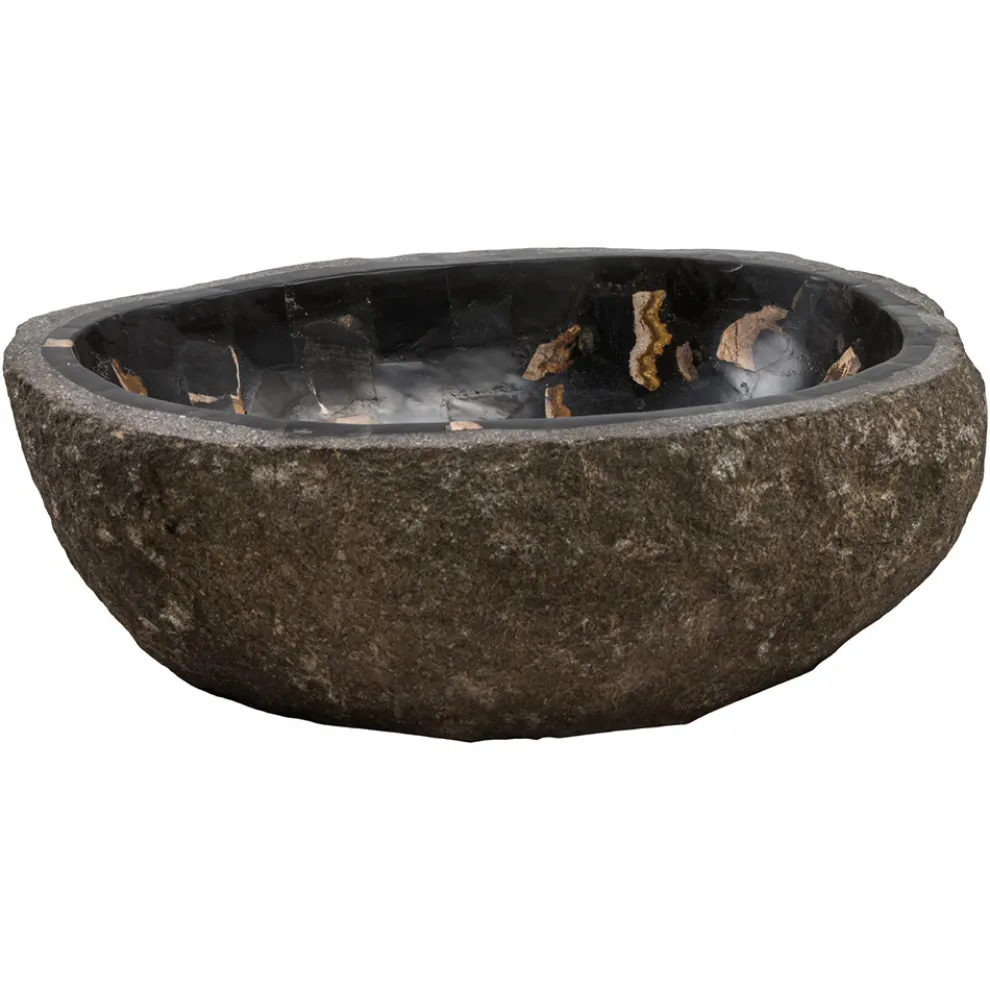 Handgearbeitete Waschtischplatte im Flussstein, Palizzi