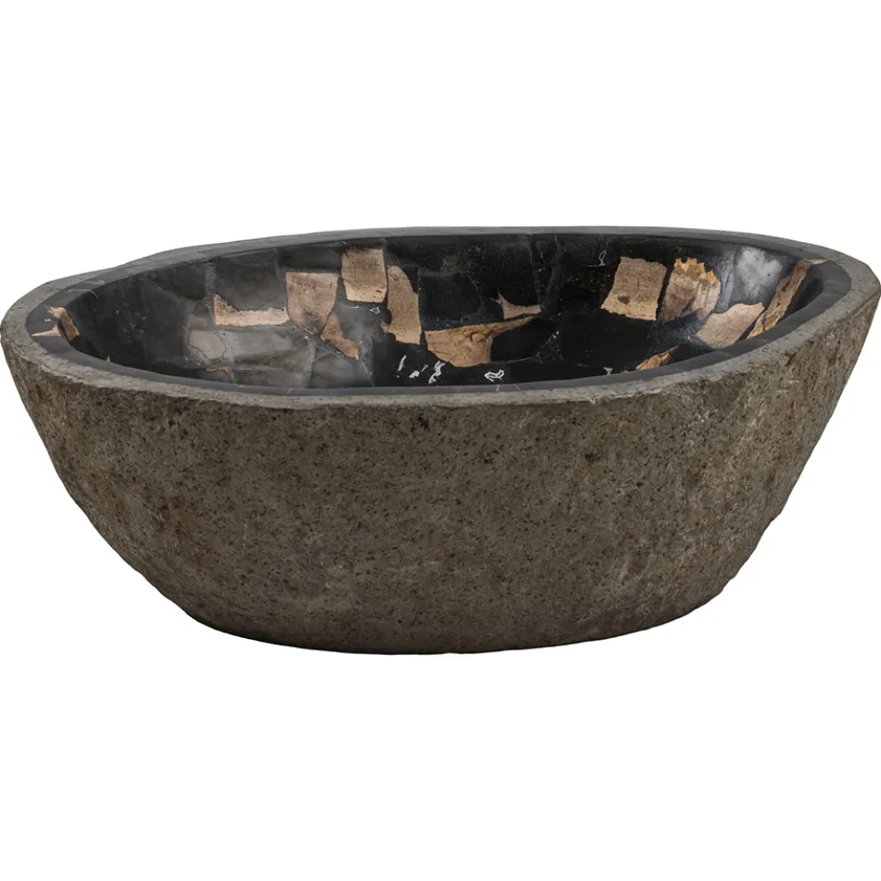 Handgearbeitete Waschtischplatte im Flussstein, Palizzi