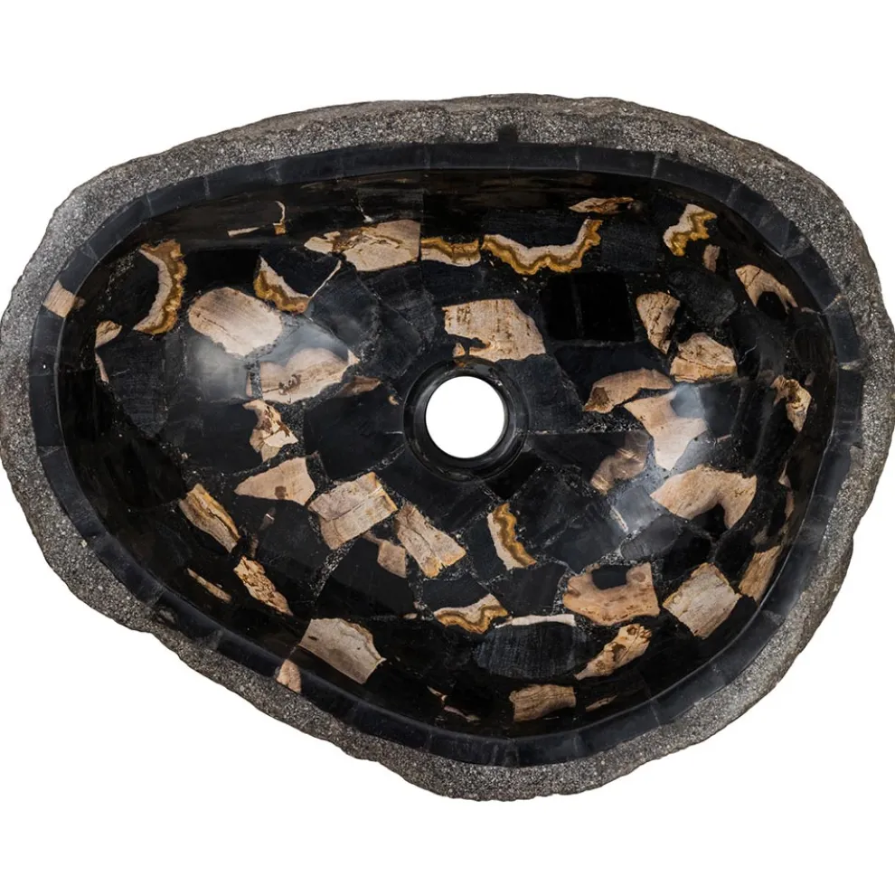 Handgearbeitete Waschtischplatte im Flussstein, Palizzi