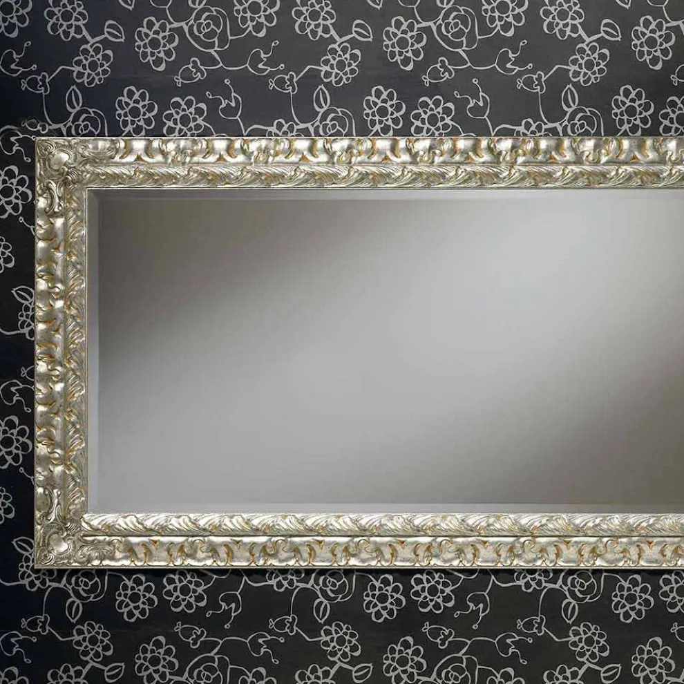 Handgearbeiteter rechteckiger Wandspiegel aus Holz hergestellt in Italien Nicolò