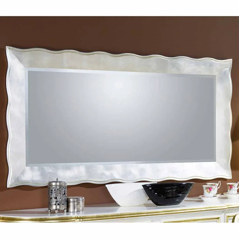 Handgearbeiteter rechteckiger Wandspiegel made in Italy Simone