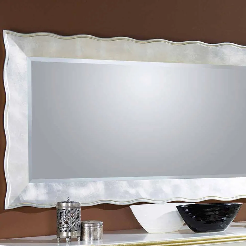 Handgearbeiteter rechteckiger Wandspiegel made in Italy Simone