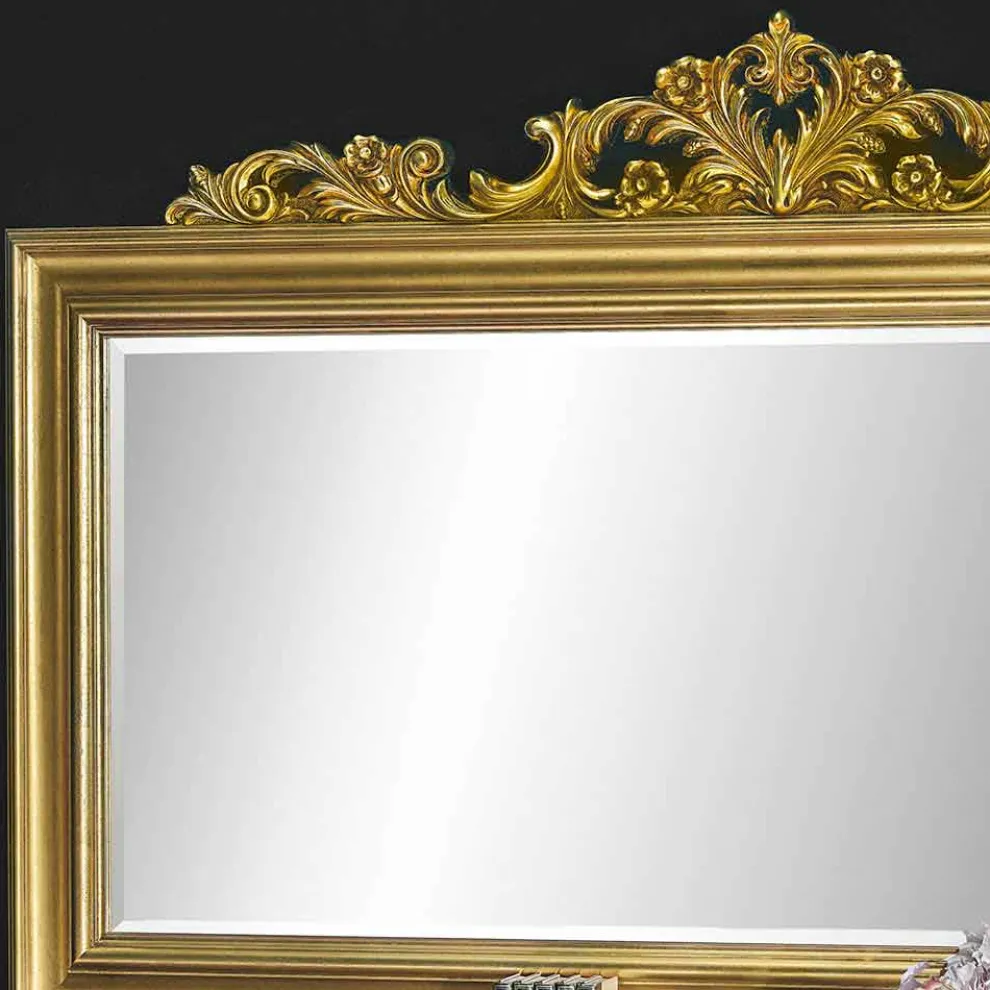 Handgearbeiteter Wandspiegel aus Holz und Harzfries in Italien Matteo