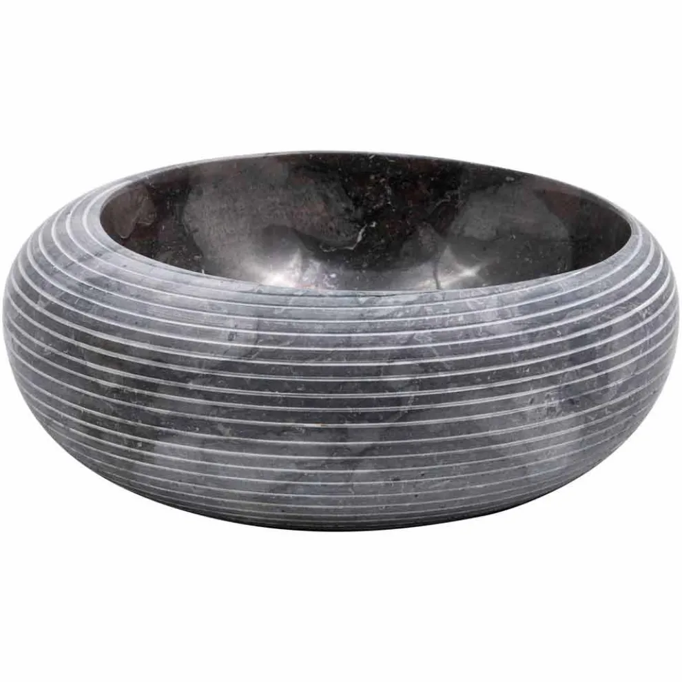 Handgearbeitetes rundes Aufsatzwaschbecken aus Marmor, Bubbio