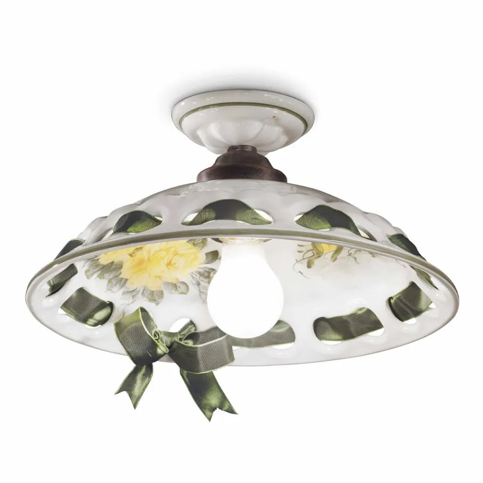 Handgefertigte Deckenlampe aus Metall und Keramik mit Passanastri - Neapel