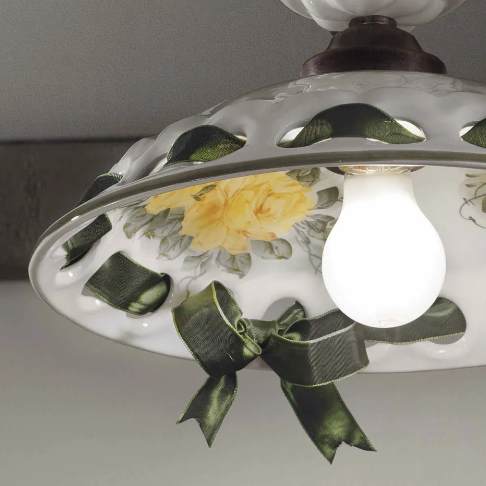 Handgefertigte Deckenlampe aus Metall und Keramik mit Passanastri - Neapel