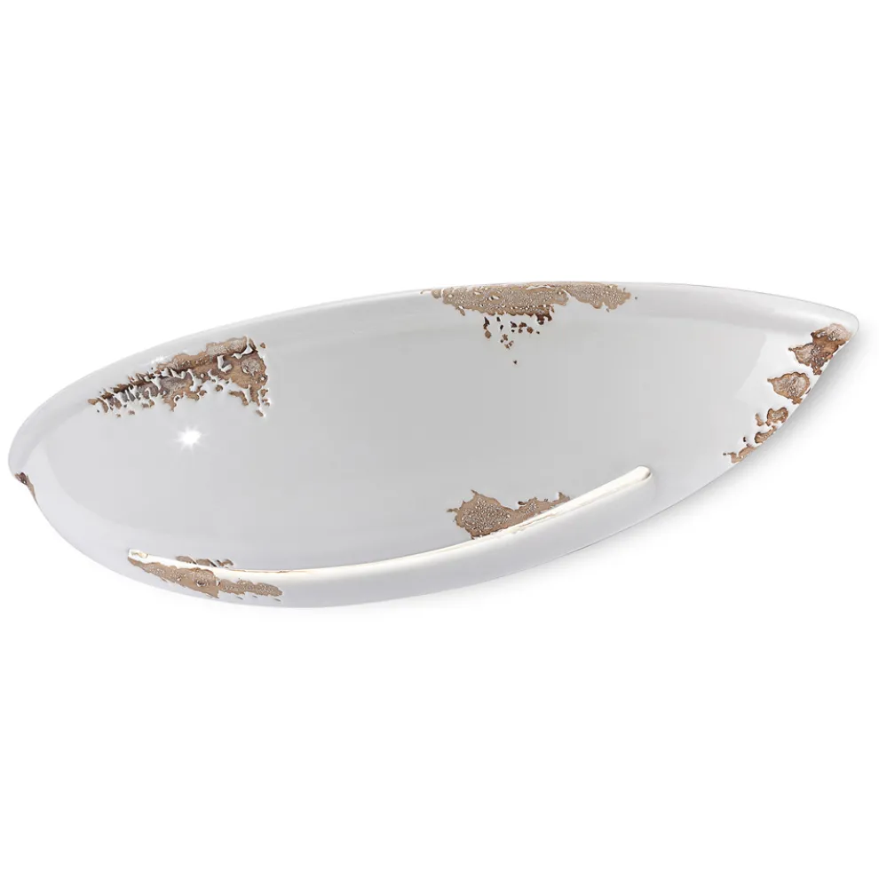 Handgefertigte Halbmond-Wandlampe aus Eisen und Keramik - Vintage