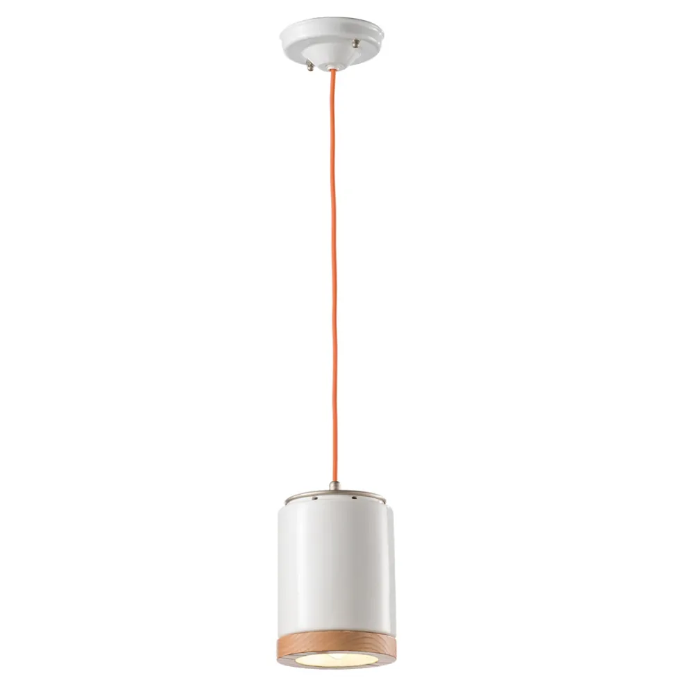 Handgefertigte Hängelampe im nordischen Stil aus Holz und Keramik - Nateca