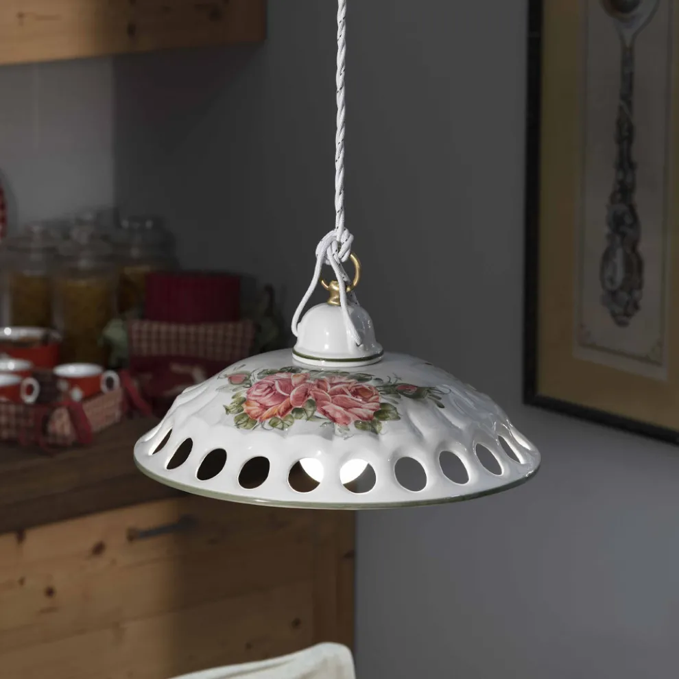 Handgefertigte Keramik-Pendelleuchte mit Passanastri - Neapel