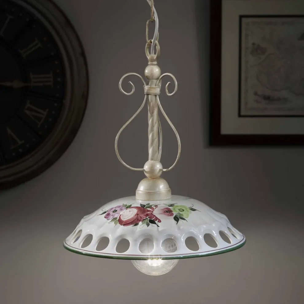 Handgefertigte Keramik-Pendelleuchte mit Passanastri - Neapel