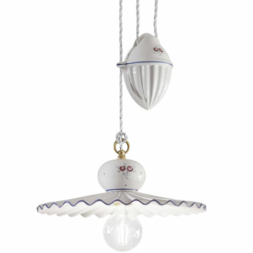 Handgefertigte Keramik-Hängelampe aus Keramik und Eisen – Rom