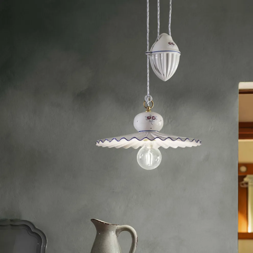 Handgefertigte Keramik-Hängelampe aus Keramik und Eisen – Rom