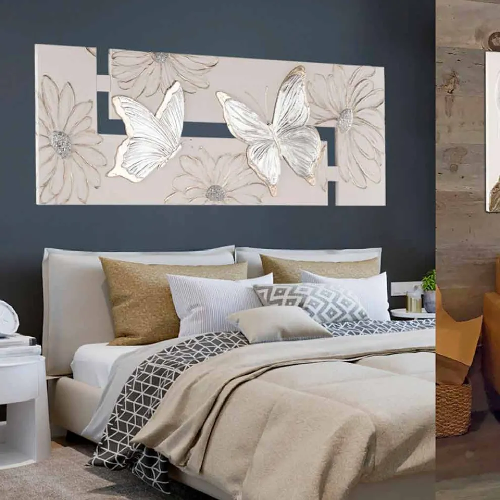 Handgefertigte Malerei mit Schmetterlinge in doppelte L-Form made in Italy Martina