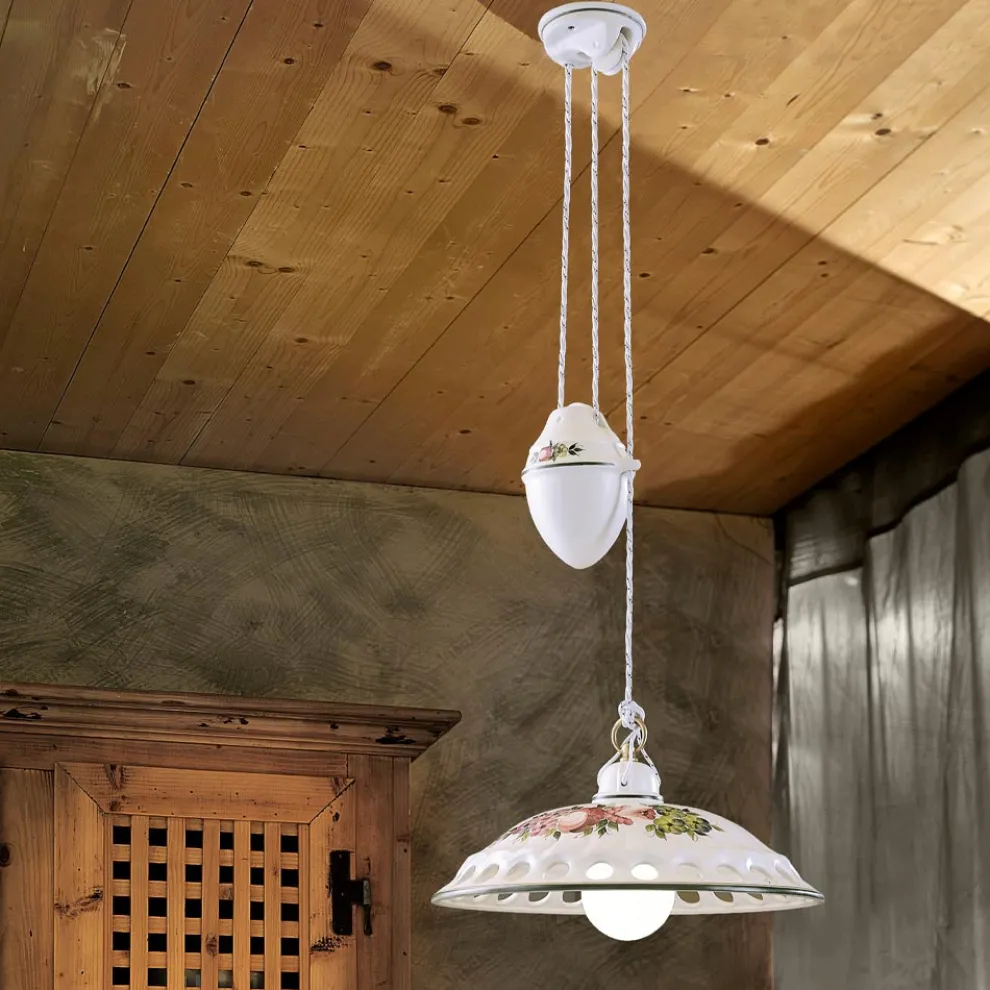 Handgefertigte Ups and Down Hängelampe aus Keramik mit Passanastri - Neapel