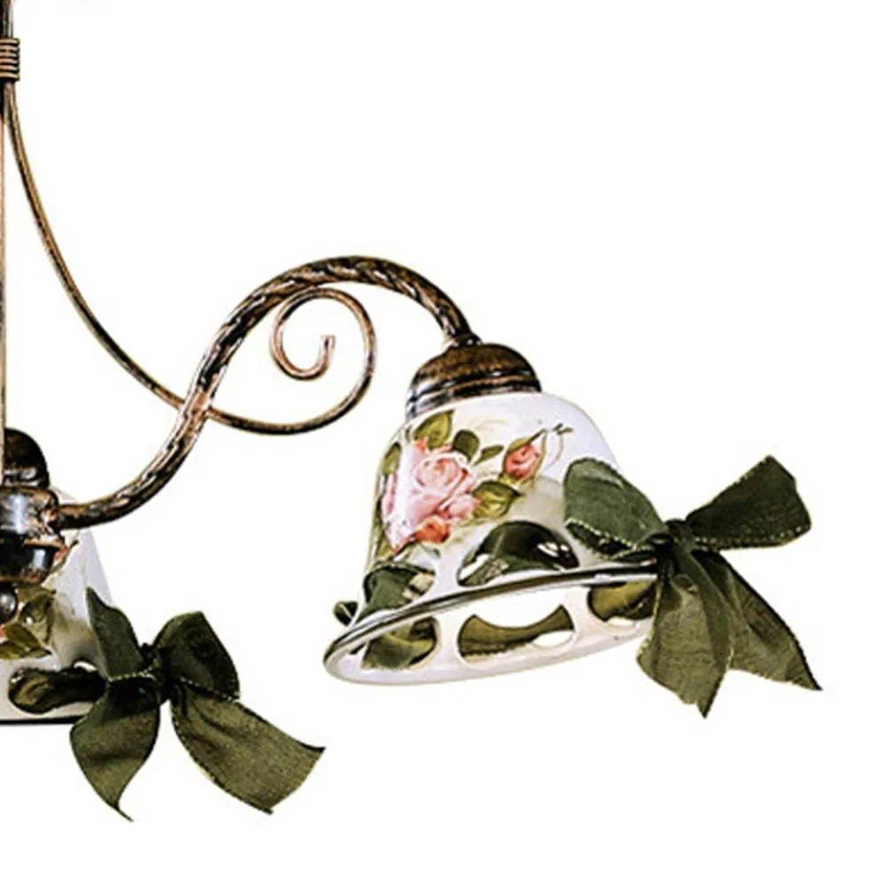 Handgefertigter 3- oder 5-flammiger Keramik-Kronleuchter mit Passanastri - Neapel