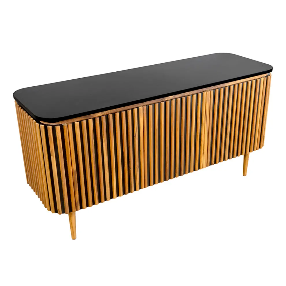 Handgefertigter Badezimmerschrank aus massivem Teakholz und Mahagoni – Heliconia