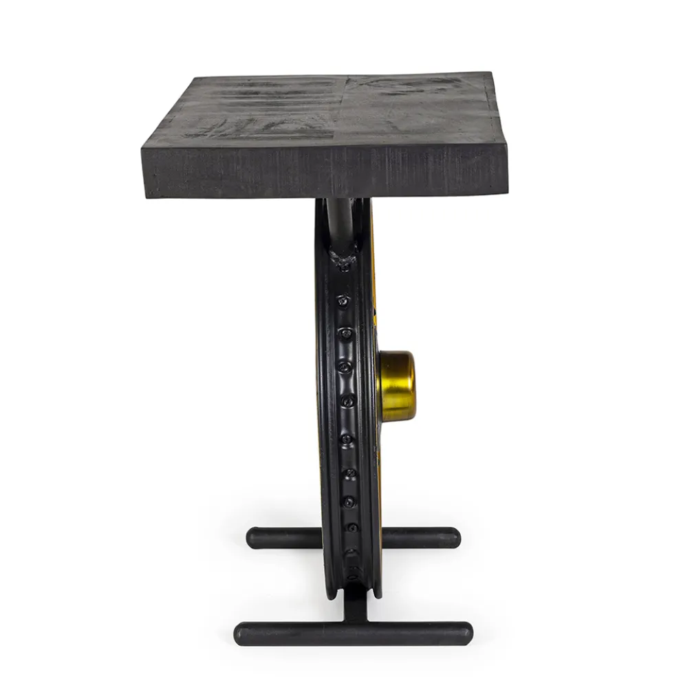 Handgefertigter und industrieller Couchtisch aus Stahl und Mangoholz - Corvino