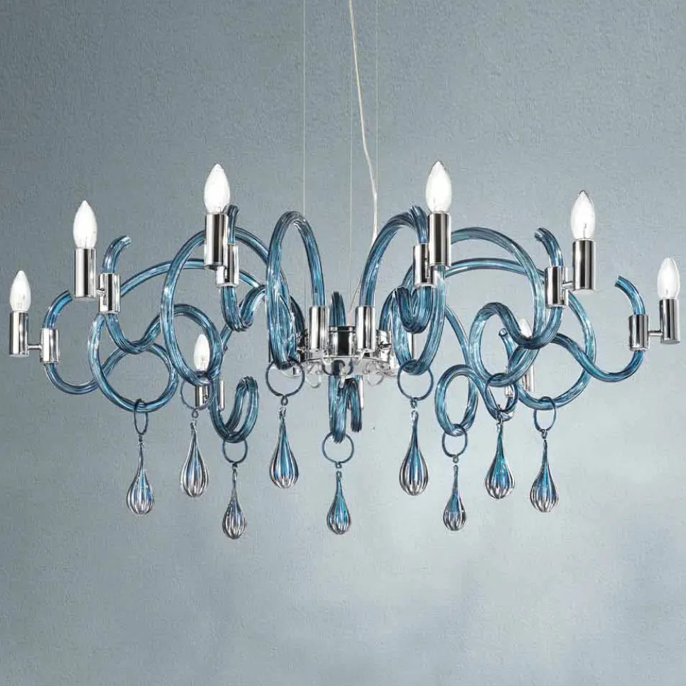 Handgefertigter venezianischer Glaskronleuchter mit 9 Lichtern Made in Italy - Bernadette