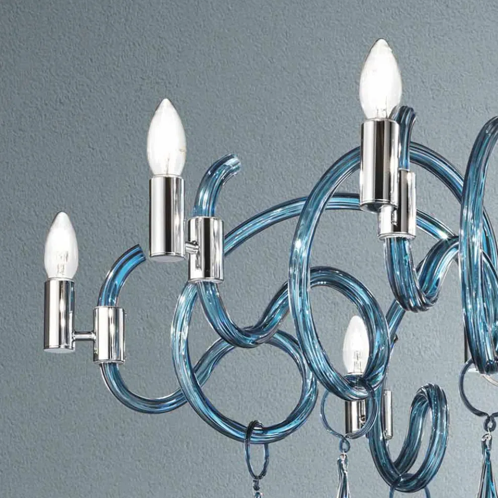 Handgefertigter venezianischer Glaskronleuchter mit 9 Lichtern Made in Italy - Bernadette