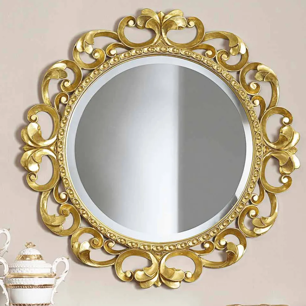 Handgemachter hölzerner Wandspiegel hergestellt in Italien Riccardo