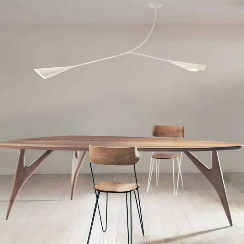 Handgemachter Kronleuchter aus weiß lackiertem Stahl Hergestellt in Italien - Elica