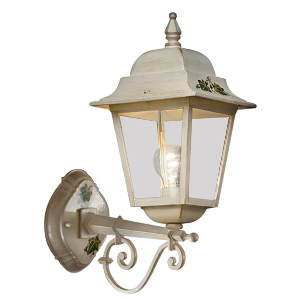 Handverzierte Garten-Wandlampe aus weißem Aluminium - Gorizia