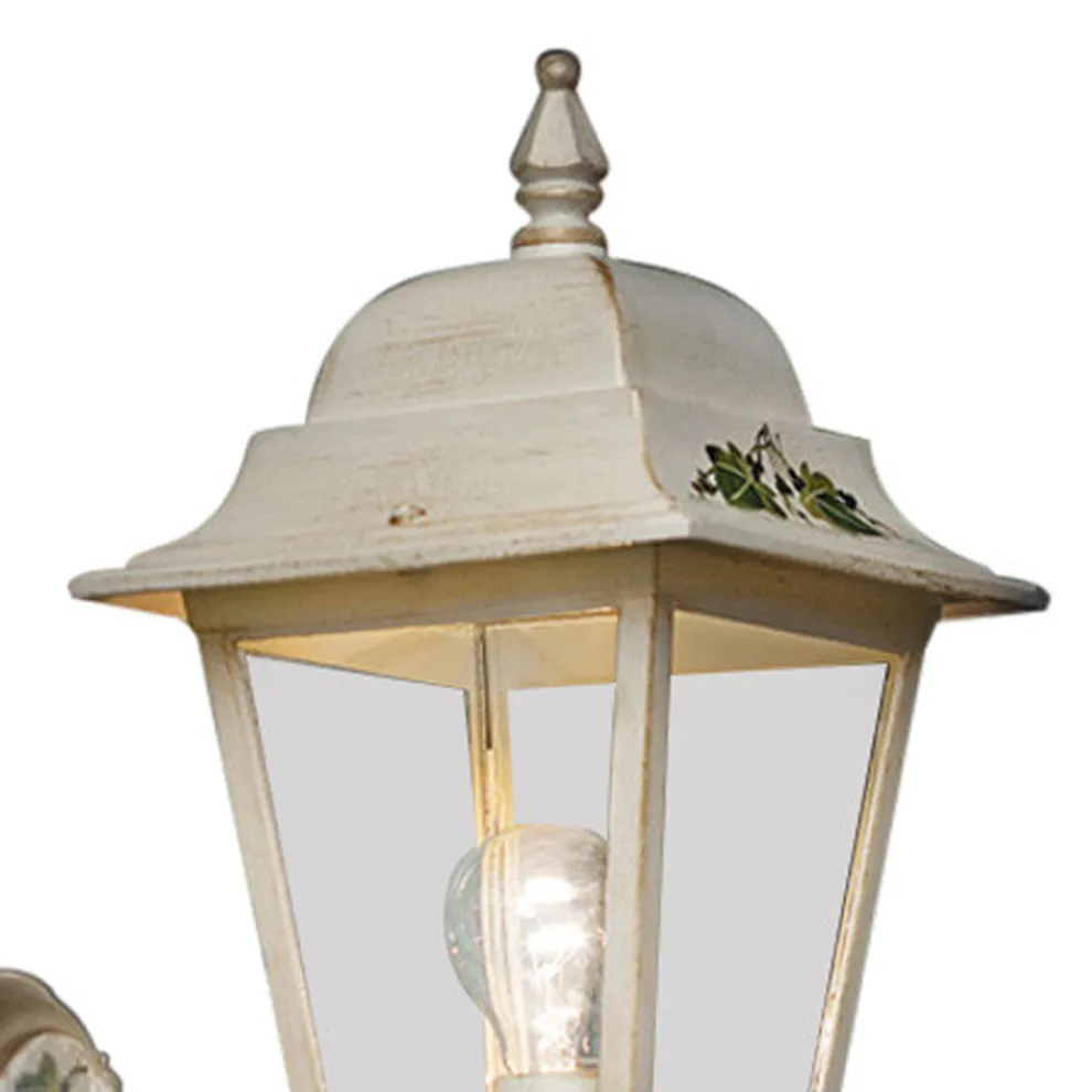 Handverzierte Garten-Wandlampe aus weißem Aluminium - Gorizia