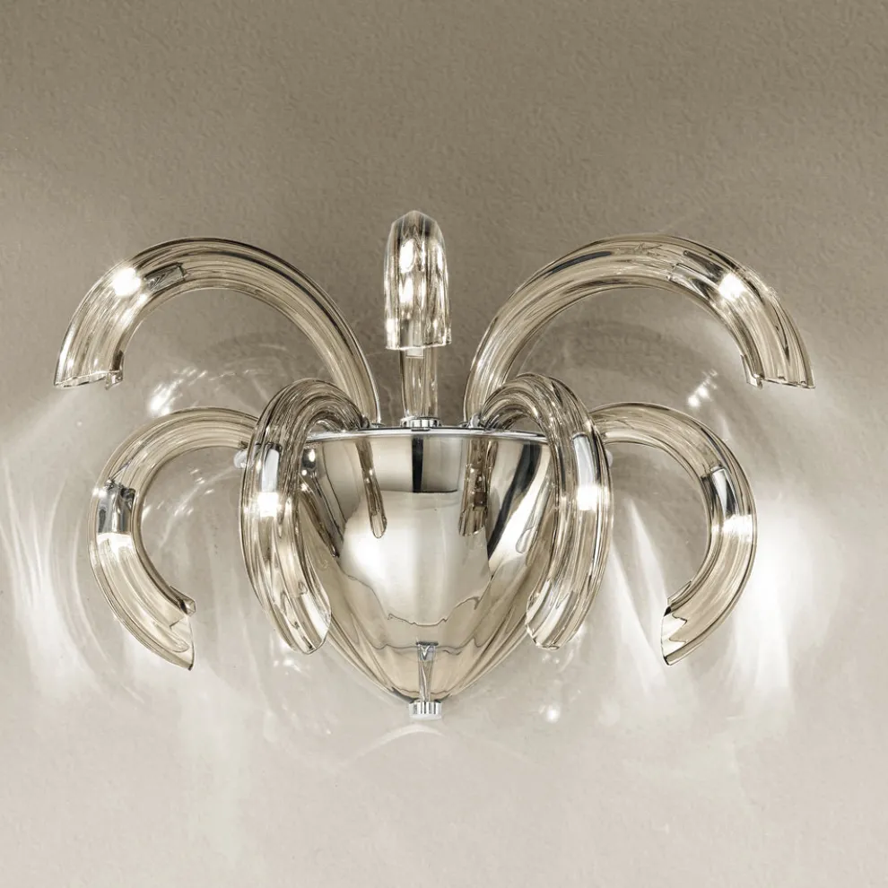 Handwerkliche Wandlampe aus venezianischem Glas und Metall Made in Italy - Jason