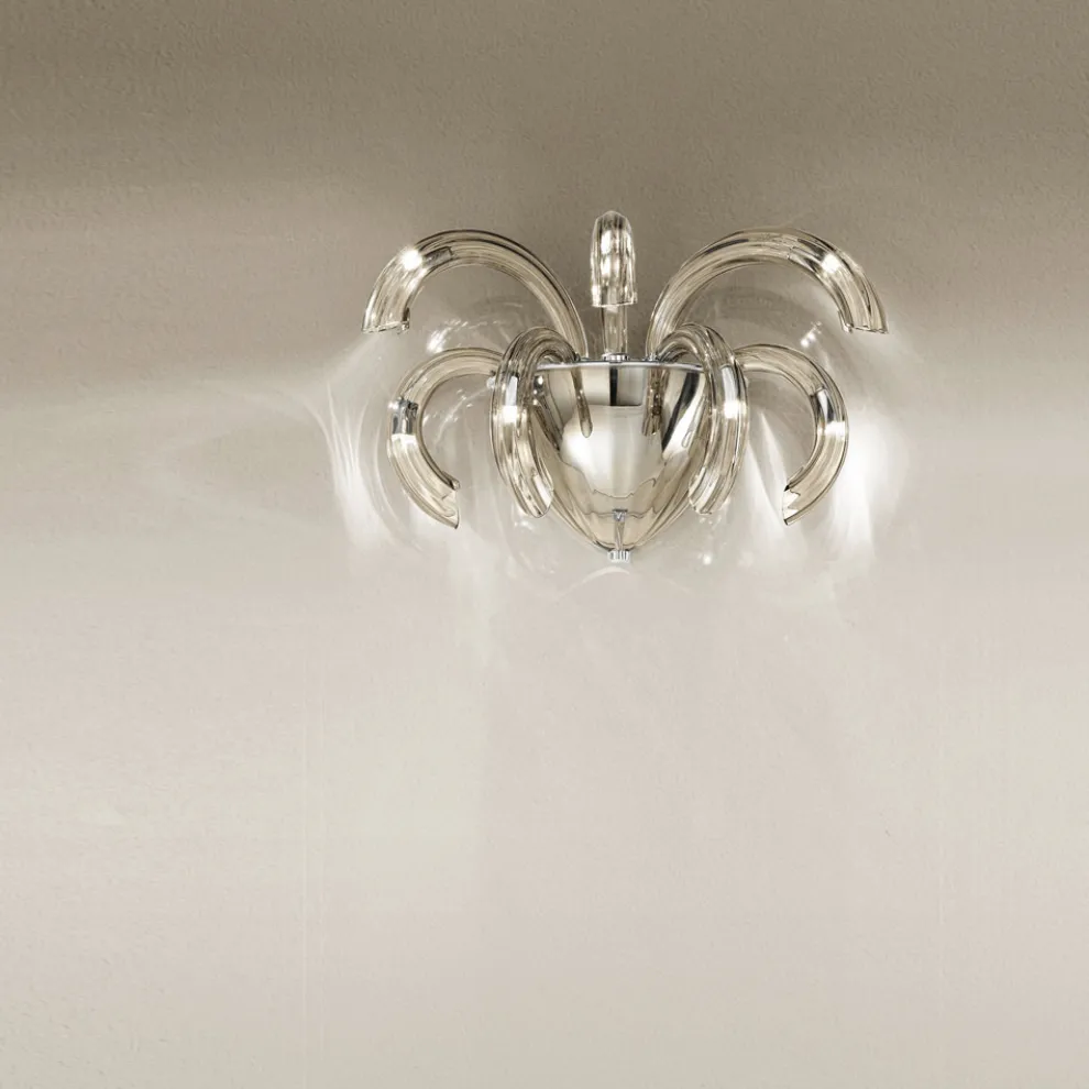 Handwerkliche Wandlampe aus venezianischem Glas und Metall Made in Italy - Jason