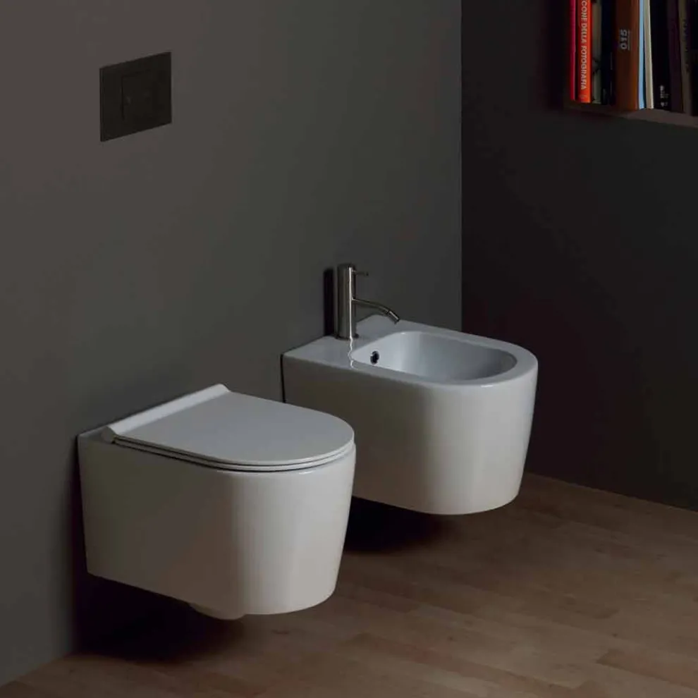 Hangende Toilettenschüssel aus Keramik, Design Shine Square, Italy