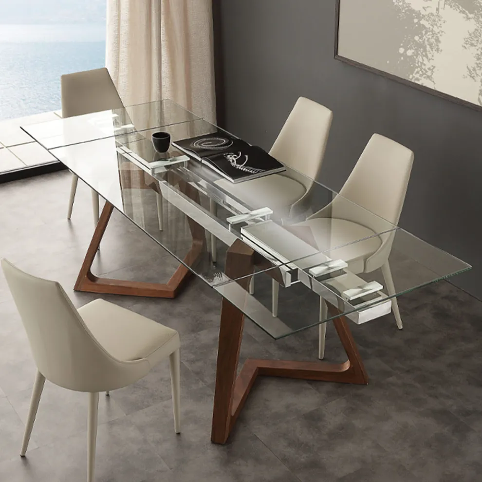 Hartglas Tisch verlängerbar in modernem Design Iside