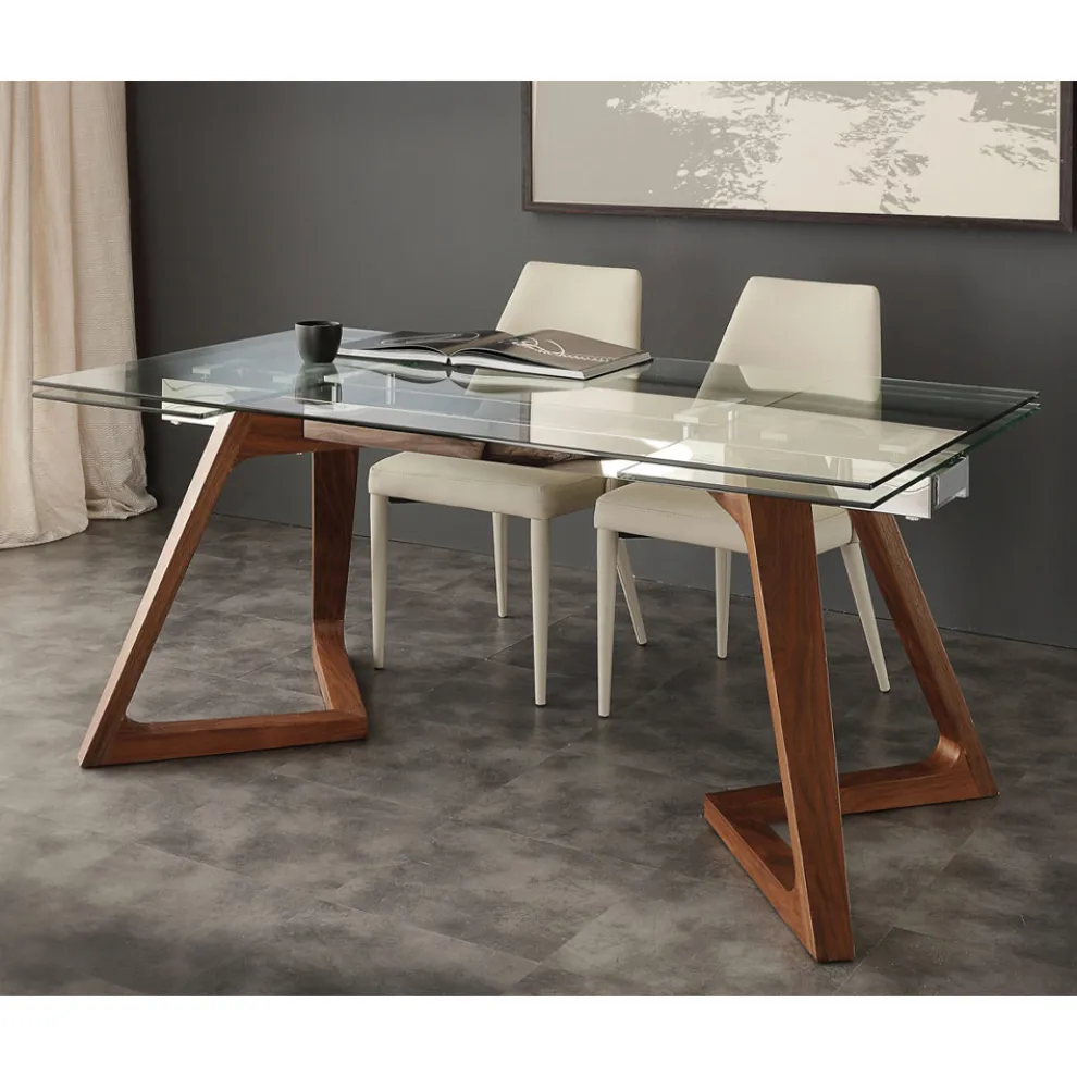 Hartglas Tisch verlängerbar in modernem Design Iside