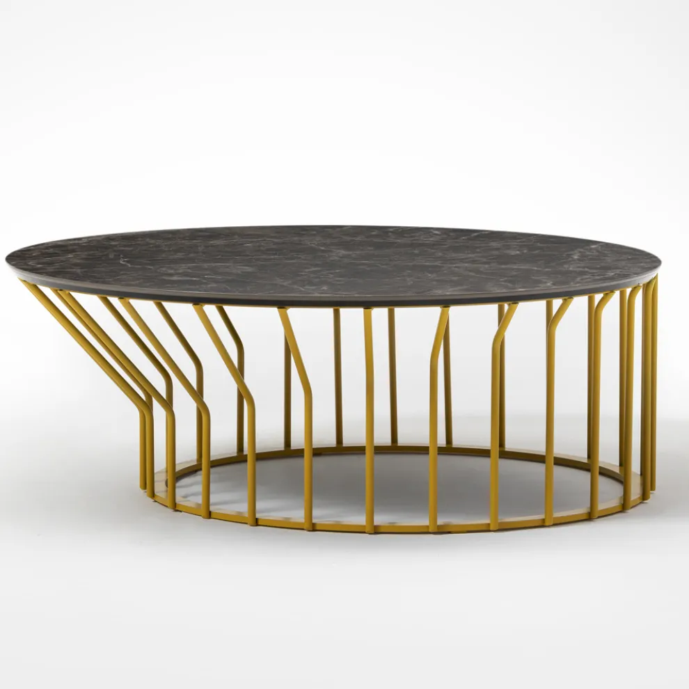 Garten-Couchtisch aus Glaskeramik und Metall Made in Italy - Guerrino