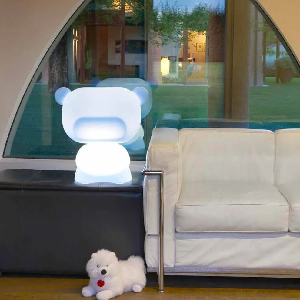 Helle bärförmige Tischleuchte Slide Pure, made in Italy