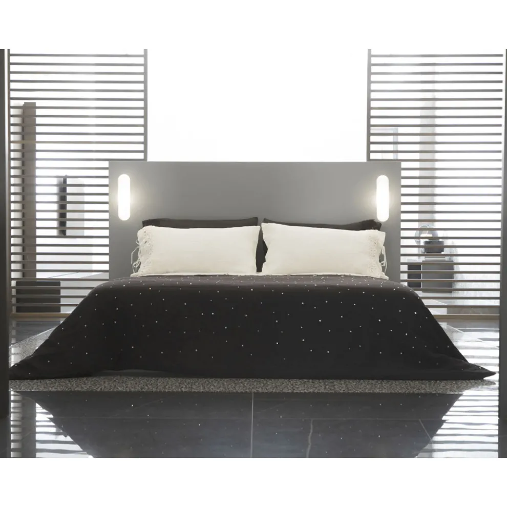 Bettbezug aus schwarzem Leinen mit Kristallen Luxus Doppelbett - Damante