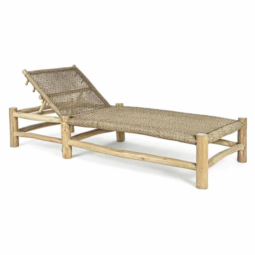 Chaiselongue im Freien in Teakholzzweigen und Kunstfaserweberei - Tecno