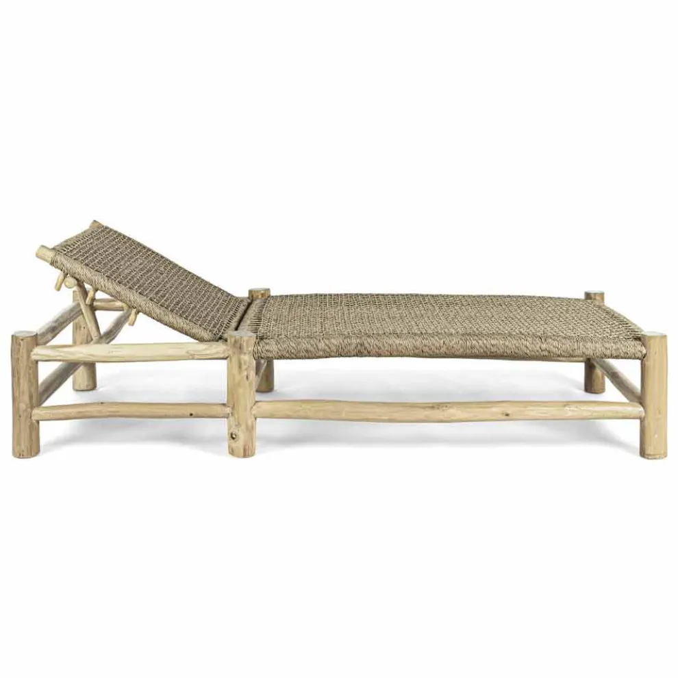 Chaiselongue im Freien in Teakholzzweigen und Kunstfaserweberei - Tecno