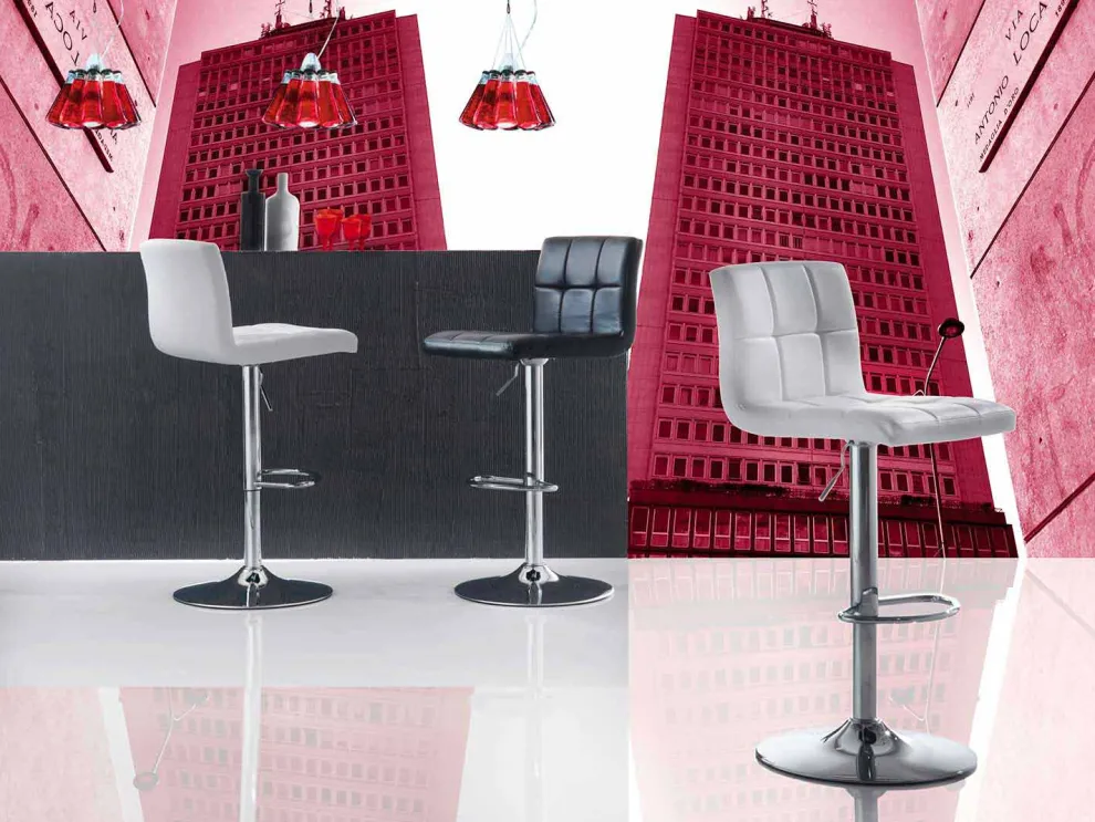 Höhenverstellbar Hocker mit Sitzfläche aus Kunstelder, modernem Design - Delfina