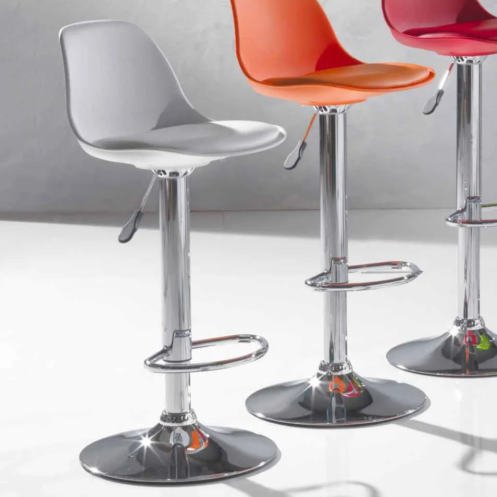 Höhenverstellbar Hocker aus Kunsteleder, modernes Design - Rosa